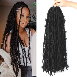 LMZIM 5 Packs 24 Inch Butterfly Crochet Hair for Black Women Faux Locs Pre looped Pre-twisted Braids (24 inch 5 pack, 1b)