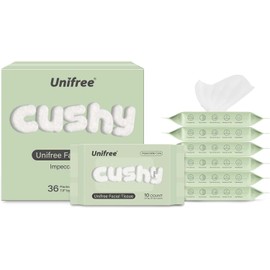 UNIFREE Toallas faciales Unifree Toallitas húmedas Toallitas secas Desmaquillante Pañuelos faciales Paquete práctico para llevar (360 unidades)