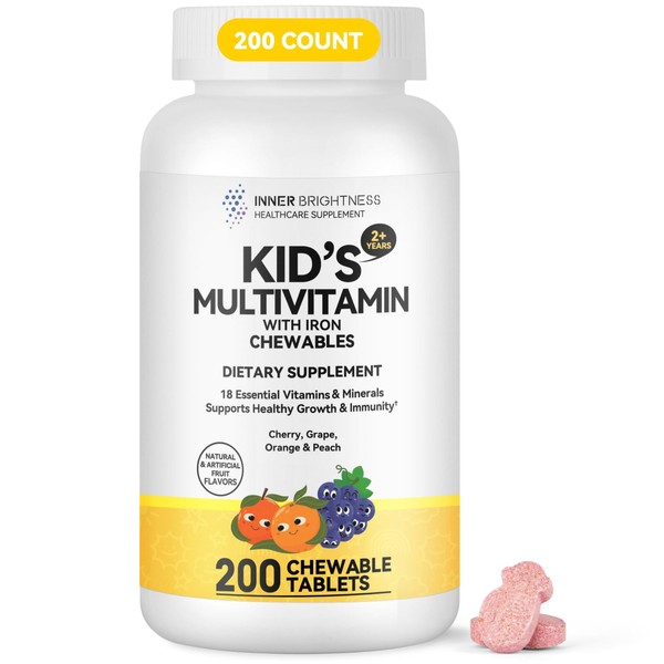 Children's Chewable Multivitamin - 18 Essential Vitamins & Minerals for