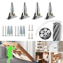 Furniture Anchors, 300lbs Tension Earthquake Resistant Metal Straps, Anti Tip Furniture Wall Anchor for Baby Proofing, Prevent Falling Furniture (Scalable 4 Items)