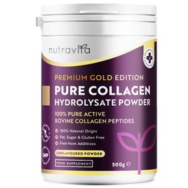 Collagen Powder 500g - Premium Gold Standard Bovine Collagen Peptides Powder - 50 Servings - Bovine Collagen Peptides Supplement with 8 Essential Amino Acids - Made in The UK by Nutravita