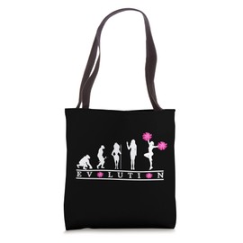 Cheerleading Evolution with Pink Pom Pom Tote Bag