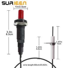 SURIEEN 2 Pieces Piezo Ignition, 1 Out 2 Push Button Piezo Ignition with Ceramic Electrodes, Spark Plug Wire and Earth Wire for Gas Fireplace, Fireplace, Oven, Heater, Kitchen Igniter