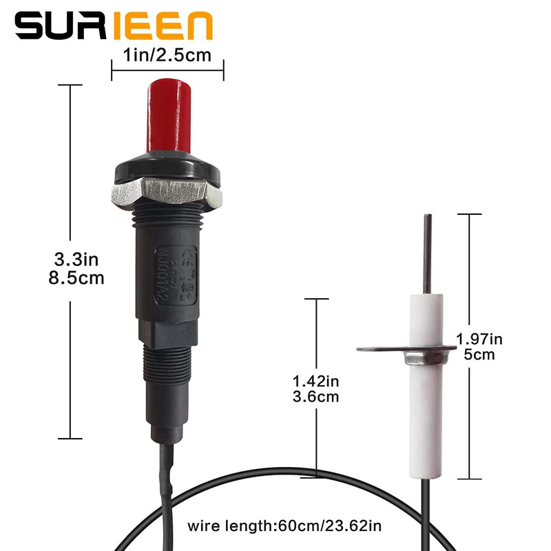 SURIEEN 2 Pieces Piezo Ignition, 1 Out 2 Push Button