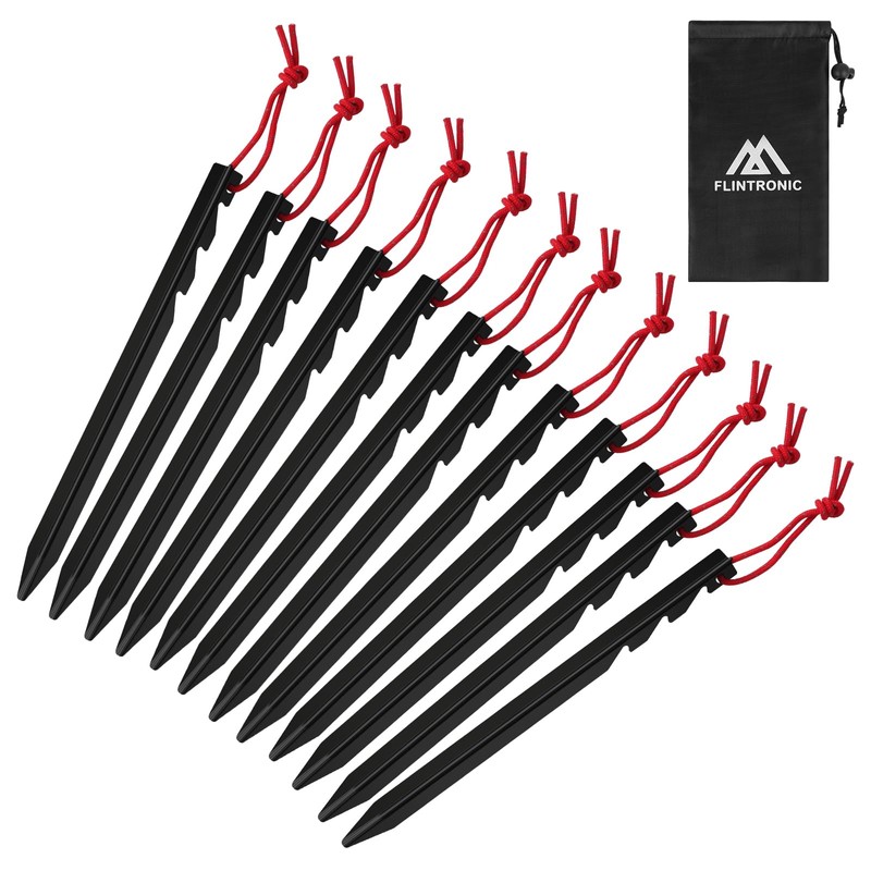 flintronic Tent Pegs, Heavy-Duty 18 cm Tent Pegs, 12 Pieces