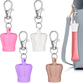 FJW Lip Balm Keychain Cap for Summer Friday, Silicone Lip Gloss Holder, Easy-Twist Lip Gloss Charms for Women, Long Nails Friendly, Crown Shape, 4PCS