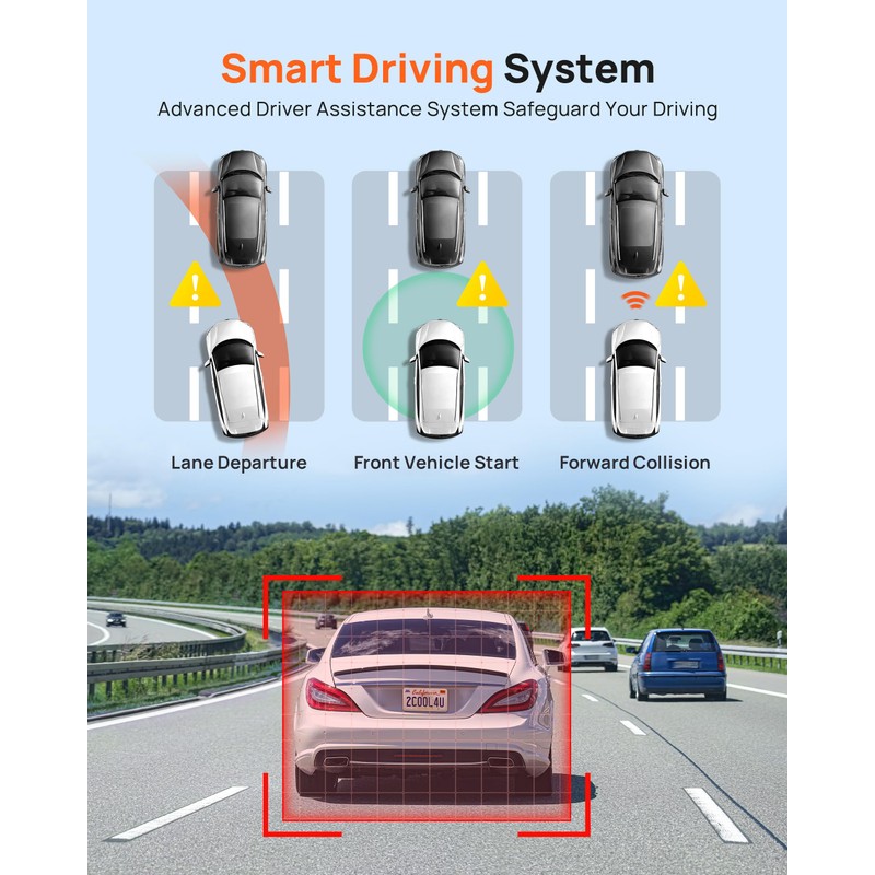 70mai 2.7K Dash Cam Front and Rear A500S, 1944P UHD