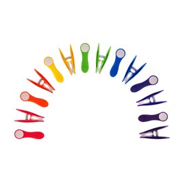 trendfinding 70 Rainbow Clothes Pegs Colourful with Stainless Steel Springs and Soft Grip, Durable and Sustainable in Environmentally Friendly Cardboard Packaging