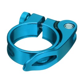 sourcing map Bike Seat Post Clamp 34.9mm Bicycle Clamp Aluminum Alloy Quick Release Seat Post Collar for Diameter 30.4 to 31.6mm Bicycle Mountain Road Bike Tube, Blue