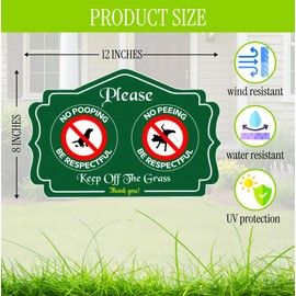3 Pack 12x8 Inch Please Pack Keep Off Grass, Thank You Sign with H Stake - No Peeing/Pooping Be Respectful Dog Signs - No Pet Pooping or Waste or Poop - Dog Walk Off Lawn Do Not Step Signs