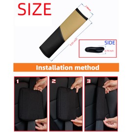 Osilly 2PCS Car Seat Belt Cover, Carbon Fiber Vehicle Safety Seatbelt Shoulder Strap Protector, Breathable Leather Automotive Interior Harness Pad Accessories, Universal for Most Cars (Beige)