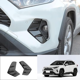 JIEOSDIN Car Accessories Exterior Front Fog Light Lamp Cover Bezel Trims (Carbon Fiber Style) Fit For Toyota New RAV4 2019 2020 2021 2022 2023 2024 2025 ABS 2 PCS