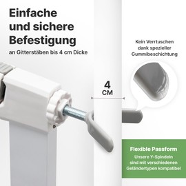 CHILDOO Y-Spindle for Stair Safety Gate No Drilling [Non-Slip] Stair Gate for Railing Door Safety Gate Children's Gate Stair Protection Gate for Clamping Door Gate for Baby Dog Pack of 2