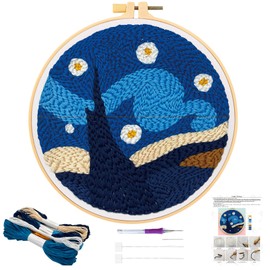 JSRQT Punch Needle Embroidery Starter Kits with Pattern Needle Punch Starter Kits for Kids Adults Handcraft Punch Needle Kit Cross Stitch Kits Beginner Rug Hooking Kit for Beginners Punch Needle Tool