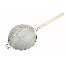 Winco MST-12D Strainer, 12-Inch Diameter, Reinforced Double Mesh, Medium, Nickel, Tan