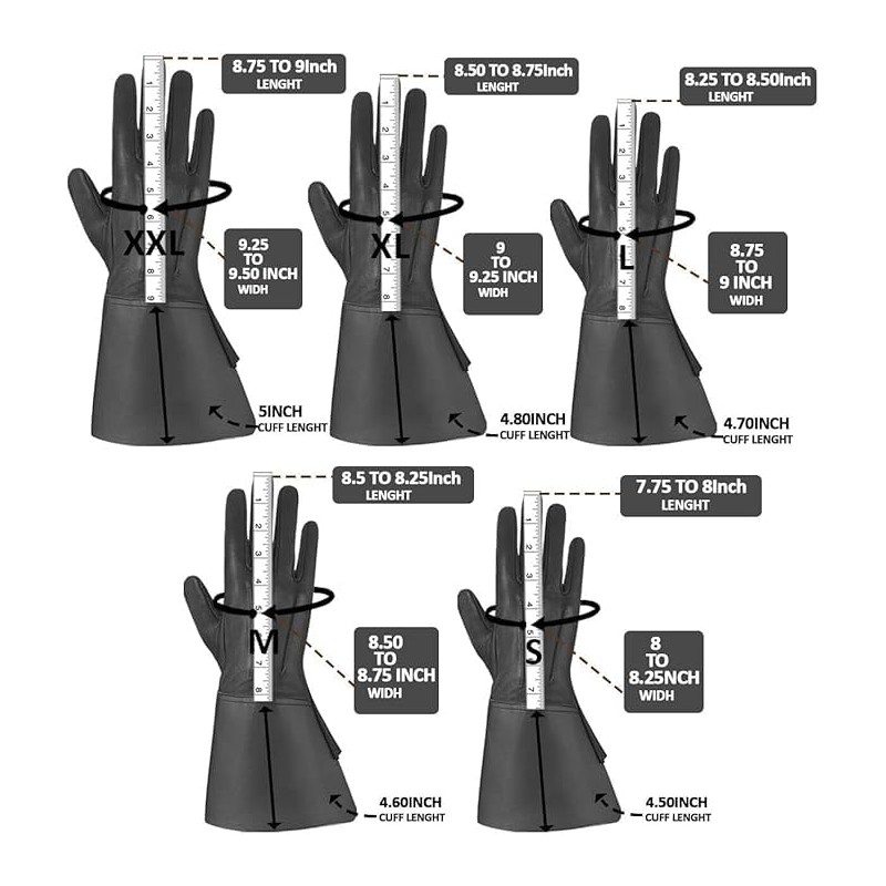 Daskz Leathers Men's Long Cuff Gauntlets Gloves Piper Drummer Band