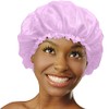 Donna Gorro Satén Dormir Tratamiento Argán Ricino Negro Accesorio Cabello Ducha Reutilizable Mujer Talla Color Rosa