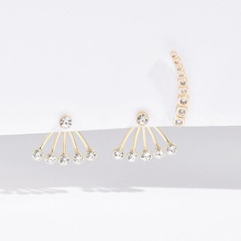 Crymystal Boho Kristalljacke Ohrringe für Frauen Langes Kristallkuff Wrap Ohrringe Gold Bar Rhinestone Kletter Ohrringe personalisierte asymmetrische Ohrringe Schmuck für Mädchen Geschenke