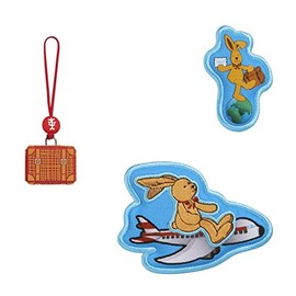 Step by Step Magic Mags Spiegelburg 3 Piece Set 2 Magnetic Appliques and 1 Pendant for School Bag or Preschool Backpack for Girls and Boys, Felix the Rabbit World Travel - Blue, playful