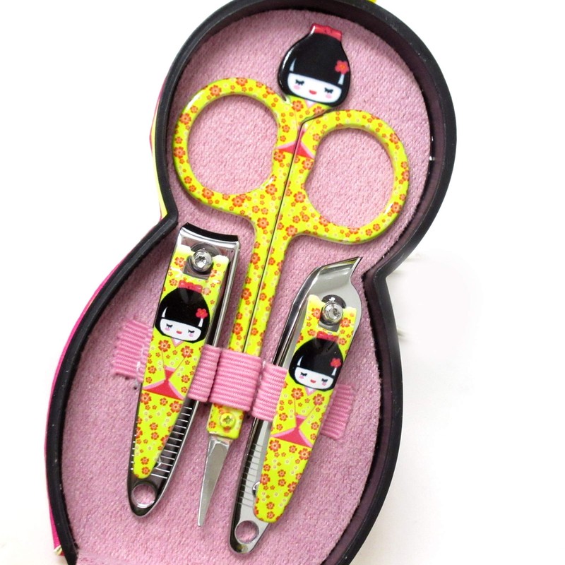 Nail Care 6 Piece Set Kokeshi Wind with Case (Yellow)