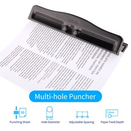 KW-triO Portable 3 Hole Punch Handheld Metal Hole Puncher 10 Sheet Capacity 7mm Aperture Paper Punch for A4 A5 A7 A6 B5 Notebook Scrapbook Diary Planner