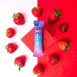 HydroMATE Electrolytes Powder Drink Mix Packets Hydration Accelerator Low Sugar Rapid Party Relief Recovery Vitamin C Plus Caffeine Strawberry 16 Count