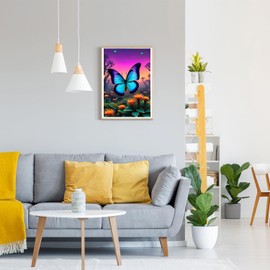 GDYEEH DIY 5D Butterfly Diamond Art Kits, Cactus Round Full Drill Sparkling Diamond Painting Picture, Evening Glow Diamond Painting Art Kits Craft for Adults Beginners, Home Wall Decor 12x16 inch