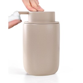 Umlaca Soap Dispenser, Refillable Ceramic Soap Dispenser, 350 ml, Large Pump Head is Easy to Press, Suitable for Kitchen, Bathroom (Khaki, Foam Soap Dispenser)