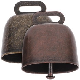 Milisten 2pcs Cow Bells Long Distance Horse Sheep Iron Bells Cattle Loud Farm Animal Grazing Bell Bronze Red Bronze Style