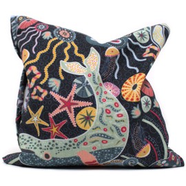 Organic Spelt Cushion 12 x 12 cm – Organic Filling & Organic Fabric "Under Water" – Heat Cushion & Cold Cushion Grain Cushion