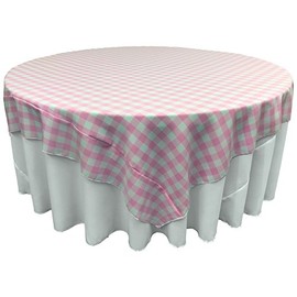 LA Linen Gingham Tablecloth - Checkered Tablecloth for Parties, Picnics & More - Farmhouse Tablecloth - Spring Tablecloth - Picnic Tablecloth - Cloth Tablecloths for Square Tables - 90"x90" Pink