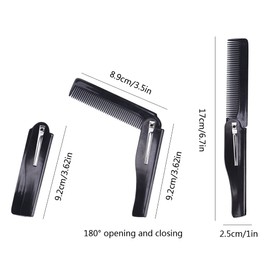 Nifocc Pack of 3 Mini Folding Comb Fine Tooth Bag Hair Comb Travel Comb for Men - Black