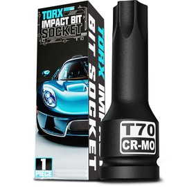 KIRXST 1/2" Drive T70 Torx Bit Socket, 6 Point Star Impact Socket, Impact Torx Bit Socket for Automotive Repair