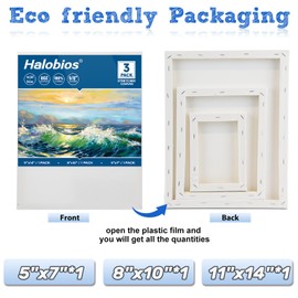 Stretched Canvases for Painting with Multi Pack 11x14 Inch, 5x7 Inch, 8x10, Painting Canvas for Acrylics,Oils & Other Painting Media, 5/8 Inch Profile 100% Cotton Artist Framed Canvas(3 Packs)