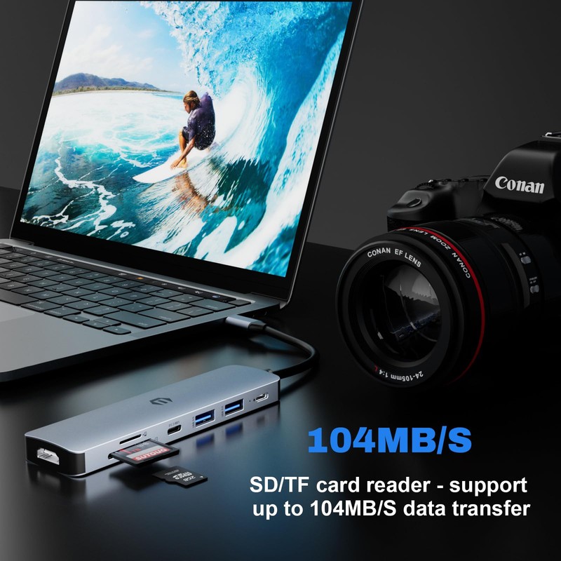 USB C Hub, TOTU 7 in 1 USB C Dock