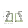 Creative Co-Op Decorative 2-Tone Cast Metal Rabbit Bookends, Green and