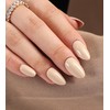 Kikmoya Short Almond Press on Nails - Shiny Nude Fake