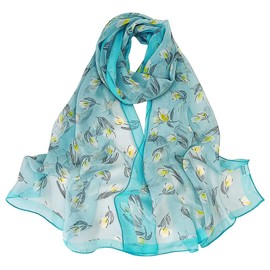 Floral Print Chiffon Scarf - Womens Fashion Scarfs Lightweight Head Scarf Sunscreen Scarves Shawls Wrap For Women