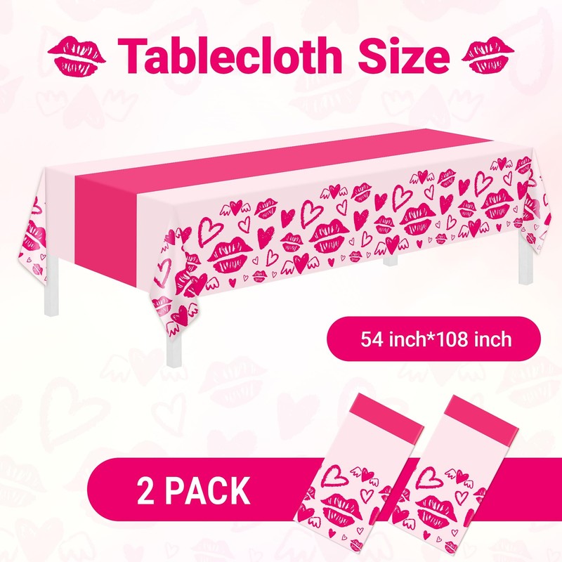 2 Pack Valentines Day Tablecloth,Valentines Day Decorations 54" x 108"