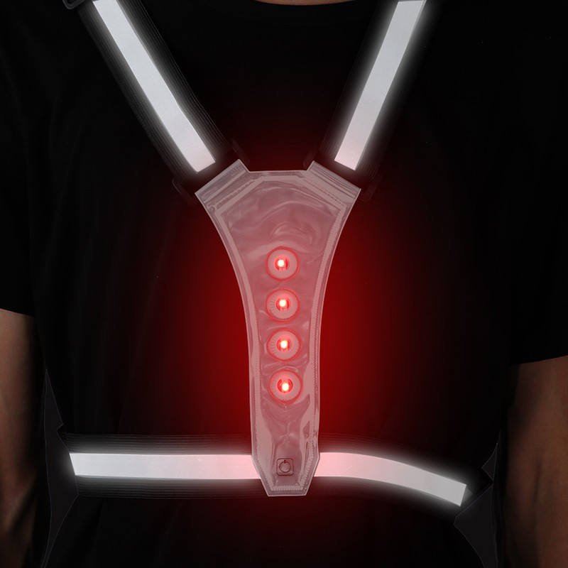 Elastic LED Adjustable Visibility Reflective Vest Gear Stripes for Outdoor