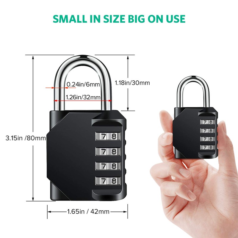 BeskooHome Code Padlock, 4 Digit Outdoor Waterproof Resettable Combination Padlock