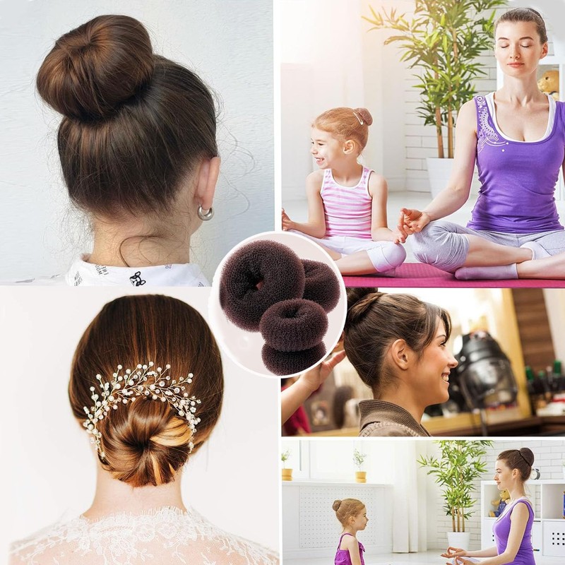 4PCS Hair Bun Donut, Hair Bun Shaper Set for Buns