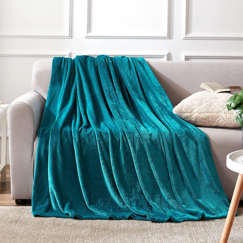 EHEYCIGA Fleece Blanket Teal Throws for Sofas Fluffy Warm Soft