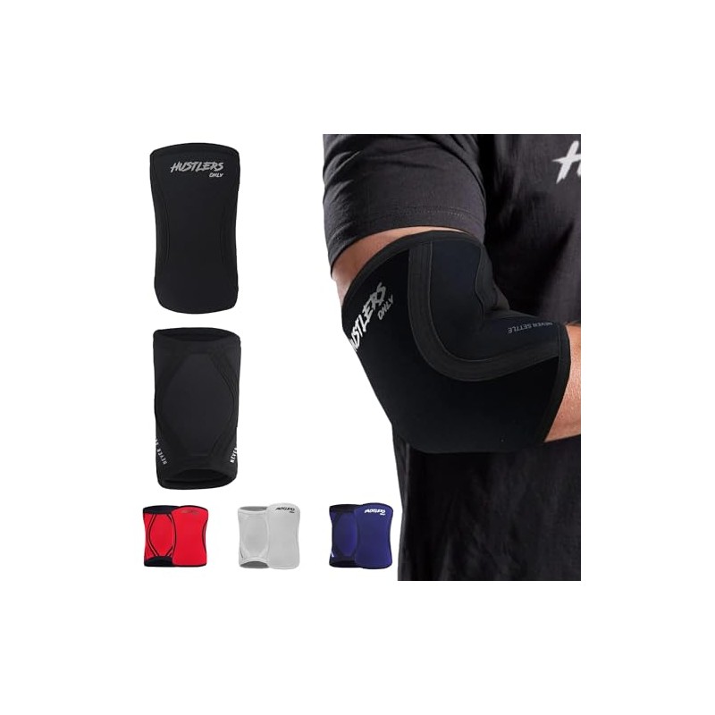 Hustlers Only Elbow Sleeves Weightlifting 5mm Neoprene Compression Elbow Support