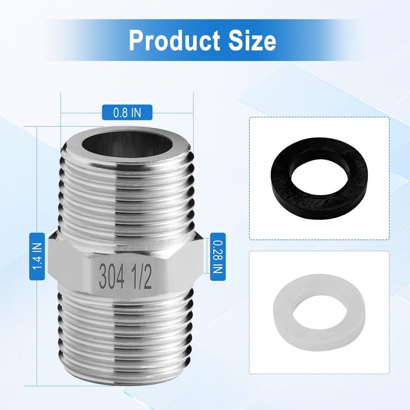 Shower Hose Adapter-Shower Hose Extension, 1/2 to 1/2 Shower Head
