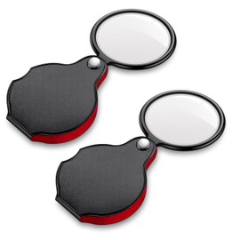 15X Small Magnifying Glass, 2PCS Pocket Magnifier Mini Folding Magnify Glass with Rotating Protective Sheath for Seniors Student Reading, Inspection, Coin, Jewelry or Exploring