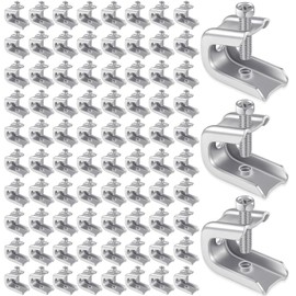 Hicarer 200 Pcs 1/4" x 20 Beam Clamp Steel Screw in Hooks for Flanges Strong Threaded Rod Wire Ring with Harden Point Screws