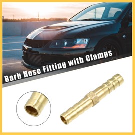 REPAIROCK 1 Set 6mm Copper Hose Barb Fitting Connector with 10 Clamps Durable Material Auto Replacement Parts
