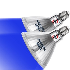 Explux Full Glass PAR38 Outdoor Flood Blue Light Bulbs, 120W Equivalent Direct LED Color Emission, Weatherproof & Anti-Ageing, Dimmable, 2-Pack