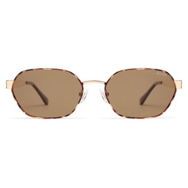 SOJOS Trendy Polarized Hexagon Sunglasses for Women Men, UV400 Retro Rectangle Shades SJ1238, Tortoise/Brown